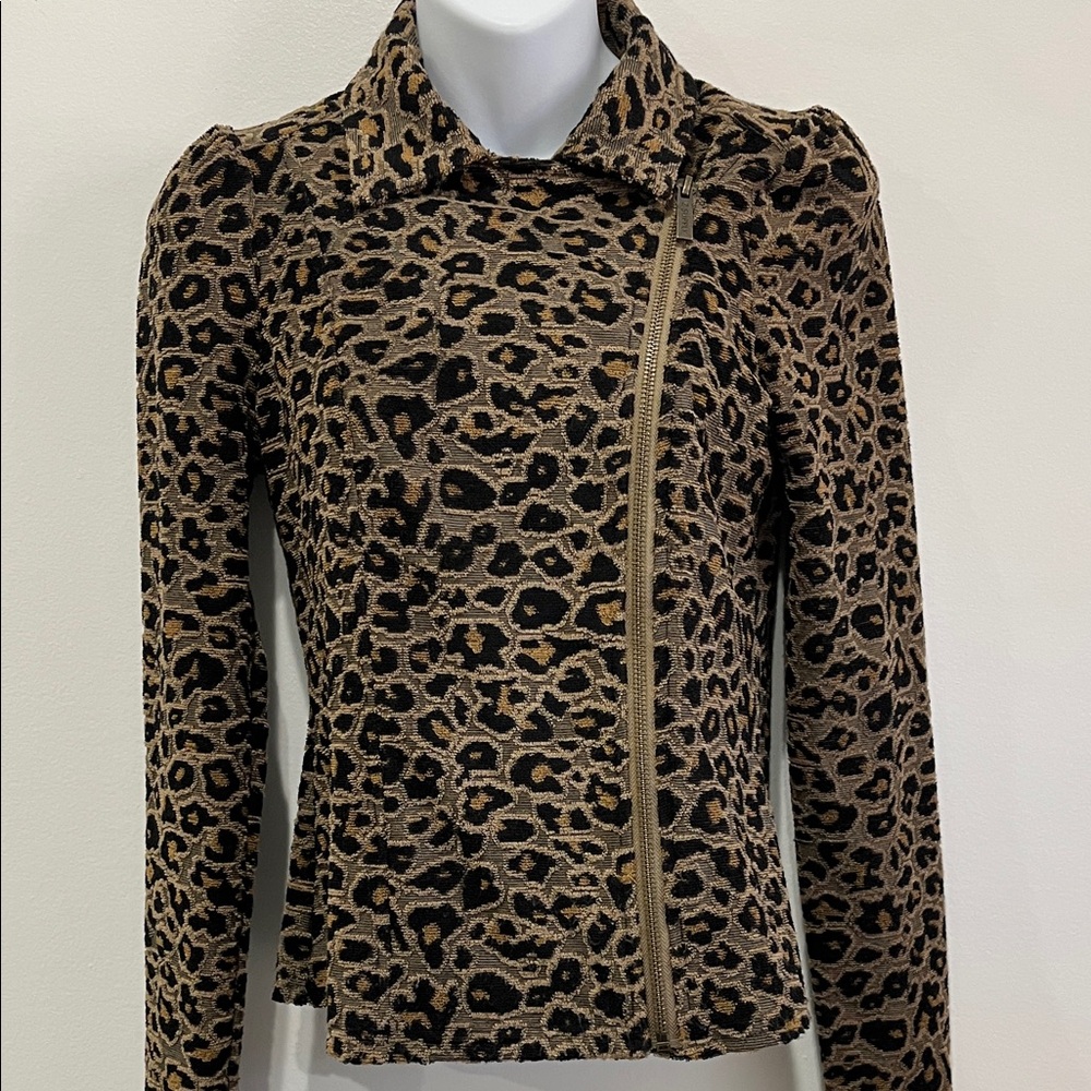 Z Supply Zip Up Leopard Print Women's Jacket, Size XSmall